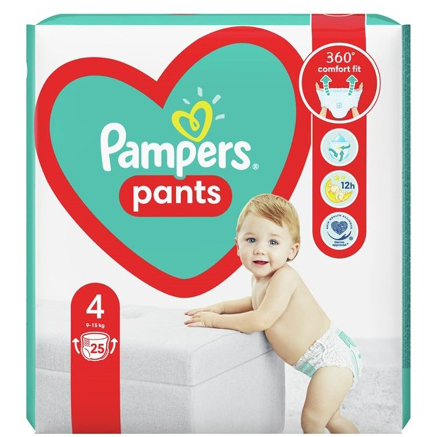PAMPERS 4 ზომა ტრუსი 25 ცალი 9-15 კგ (პამპერსი)