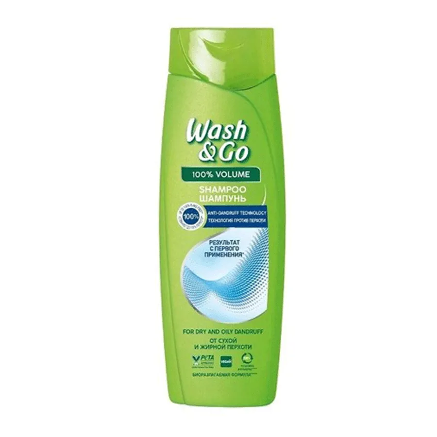 WASH & GO თმის შამპუნი ქერთლის საწინააღმდეგო 360 მლ (ვოშ & გოუ)