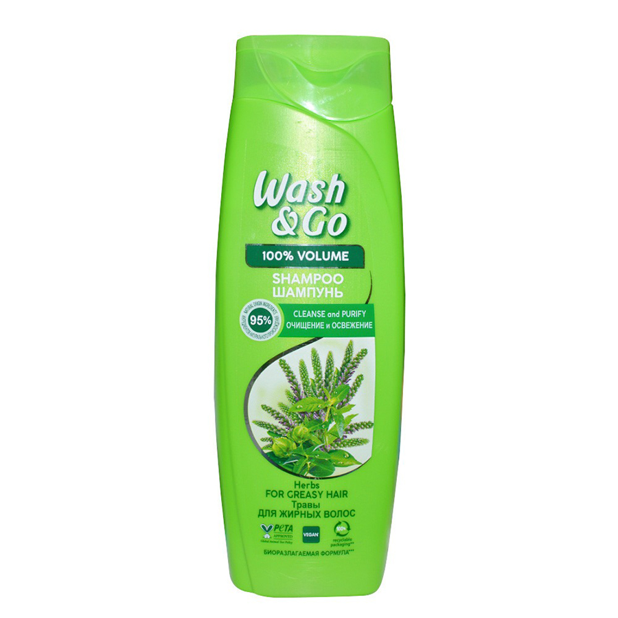 WASH & GO შამპუნი მოცულობისთვის მცენარეული ექსტრაქტი 180 მლ (ვოშ & გოუ)