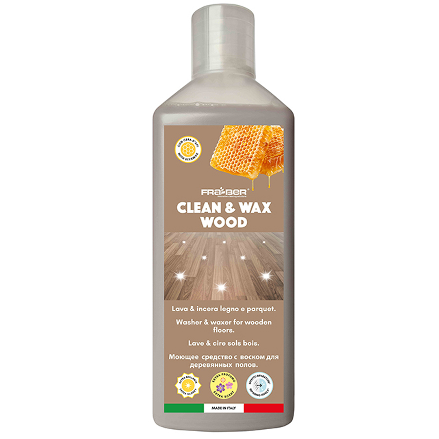 FRA-BER CLEAN&WAX ხის ლამინატის სარეცხი და საპრიალებელი საშუალება ცვილის ეფექტით 1 ლ (ფრა-ბერი)