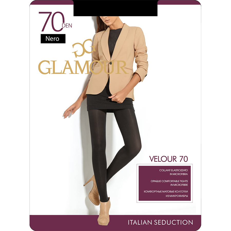 GLAMOUR კოლგოტი VELOUR 70 დენი / შავი / 4 ზომა (გლამური)