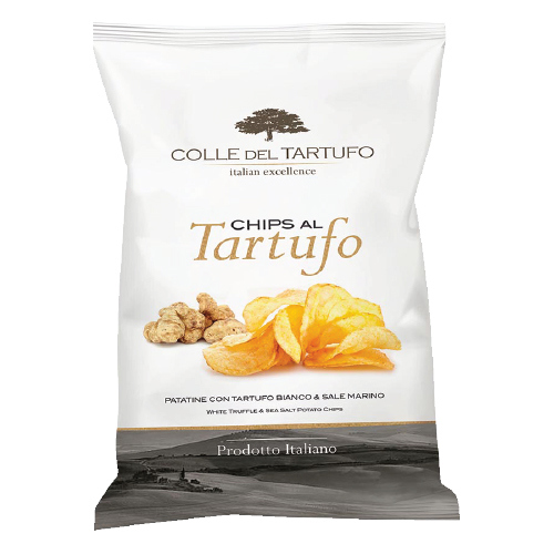 ჩიფსი /COLLE DEL TARTUFO/ კარტოფილის შავი ტრუფელით და ზღვის მარილით 90გრ