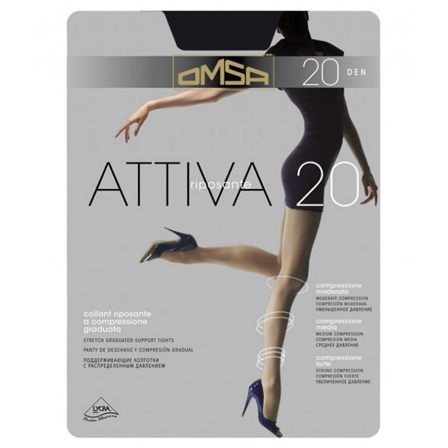 OMSA კოლგოტი ATTIVA / 20 დენი / შავი / 3 ზომა (ომსა)