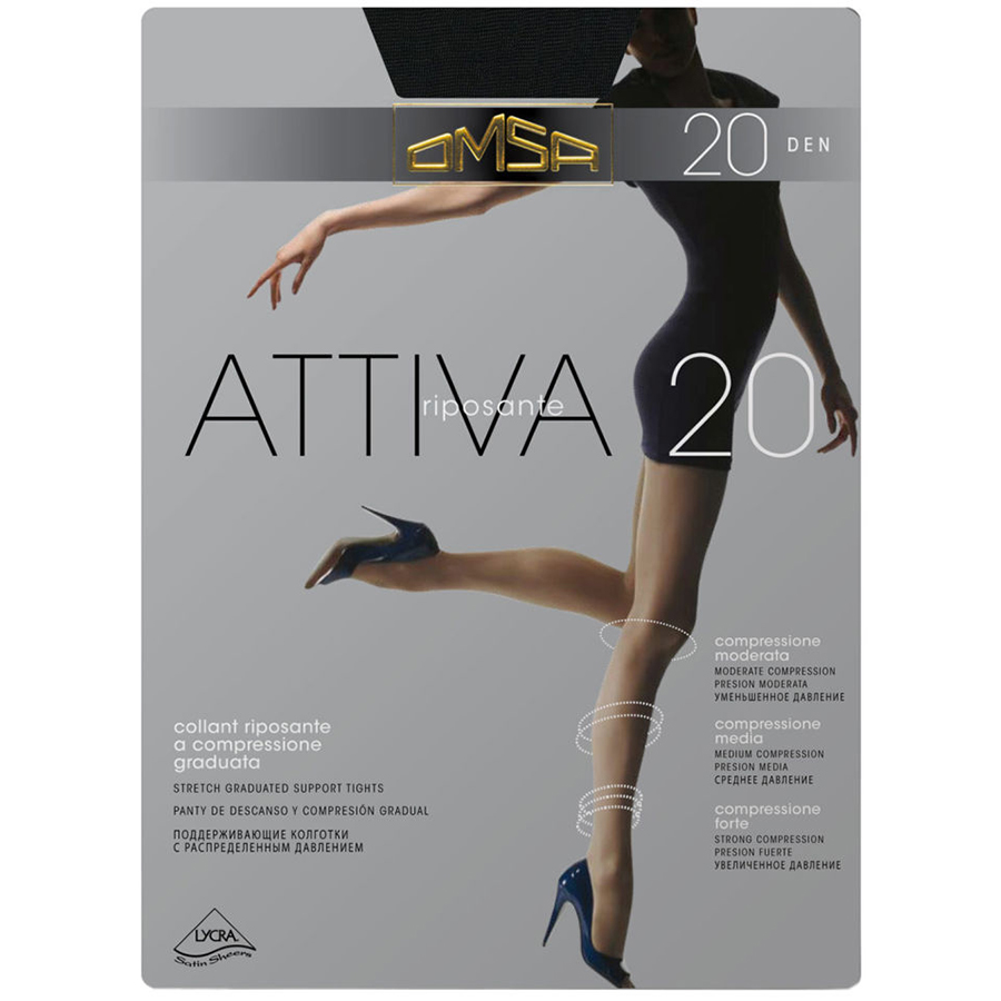 OMSA კოლგოტი ATTIVA / 20 დენი / შავი / 4 ზომა (ომსა)