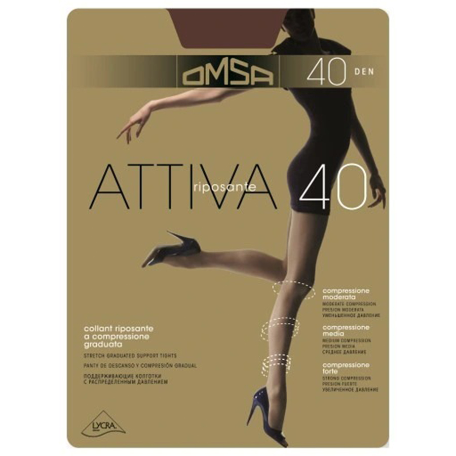 OMSA კოლგოტი ATTIVA / 40 დენი / ყავისფერი / 2 ზომა (ომსა)