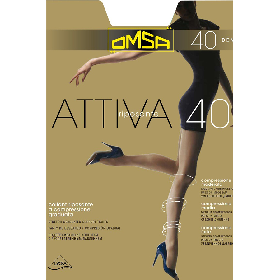 OMSA კოლგოტი ATTIVA / 40 დენი / ნაცრისფერი / 3 ზომა (ომსა)