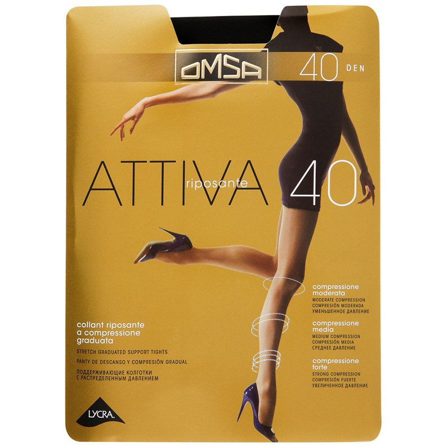 OMSA კოლგოტი ATTIVA / 40 დენი / შავი / 2 ზომა (ომსა)