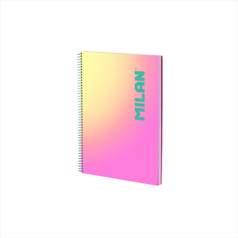 MILAN-ზამბარიანი ბლოკნოტი ა4 უჯრიანი. 90ფ. Sunset pink MILAN