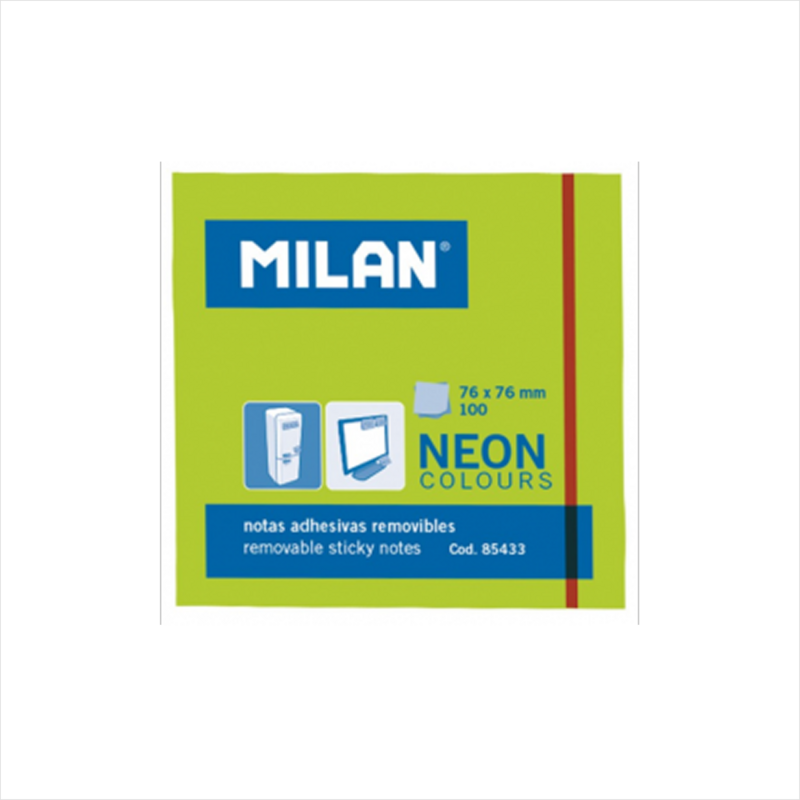 MILAN-ჩასანიშნი ფურცლები წებოვანი მწვანე 100ც. MILAN