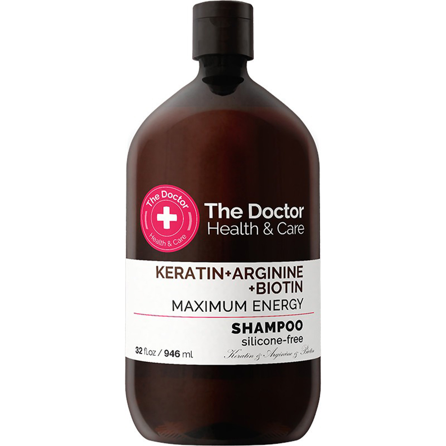 THE DOCTOR თმის შამპუნი აღმდგენი კერატინი არგანინი და ბიოტინი 946 მლ (დოქტორი)