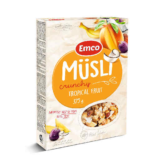 EMCO ხრაშუნა გრანოლა ხილის ნაჭრებით-375გ/8594017140573