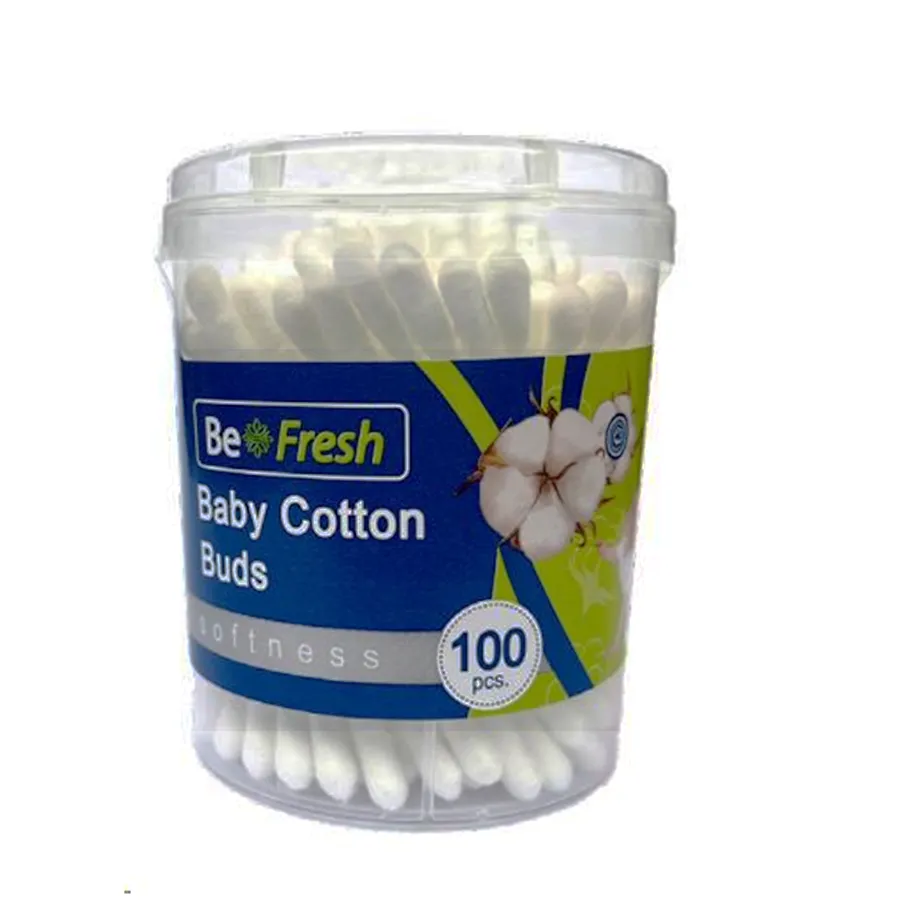 BE FRESH ბამბის ცხვირის ჩხირი 100 ცალიანი (0-3 წ) (ბი ფრეში)