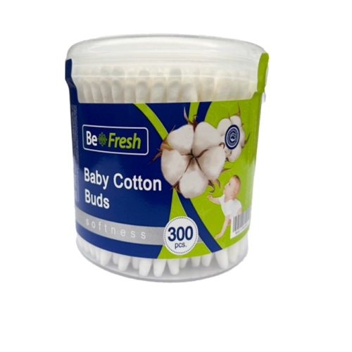 BE FRESH ბამბის ცხვირის ჩხირი 300 ცალიანი 0-3 წ (ბიფრეში)