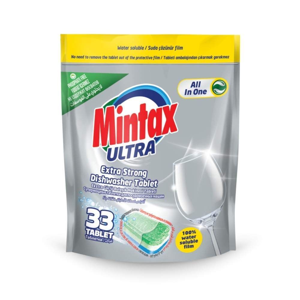 MINTAX ჭურჭლის სარეცხი აბები 33 ცალიანი ძლიერი რეცხვა ALL IN ONE (5)