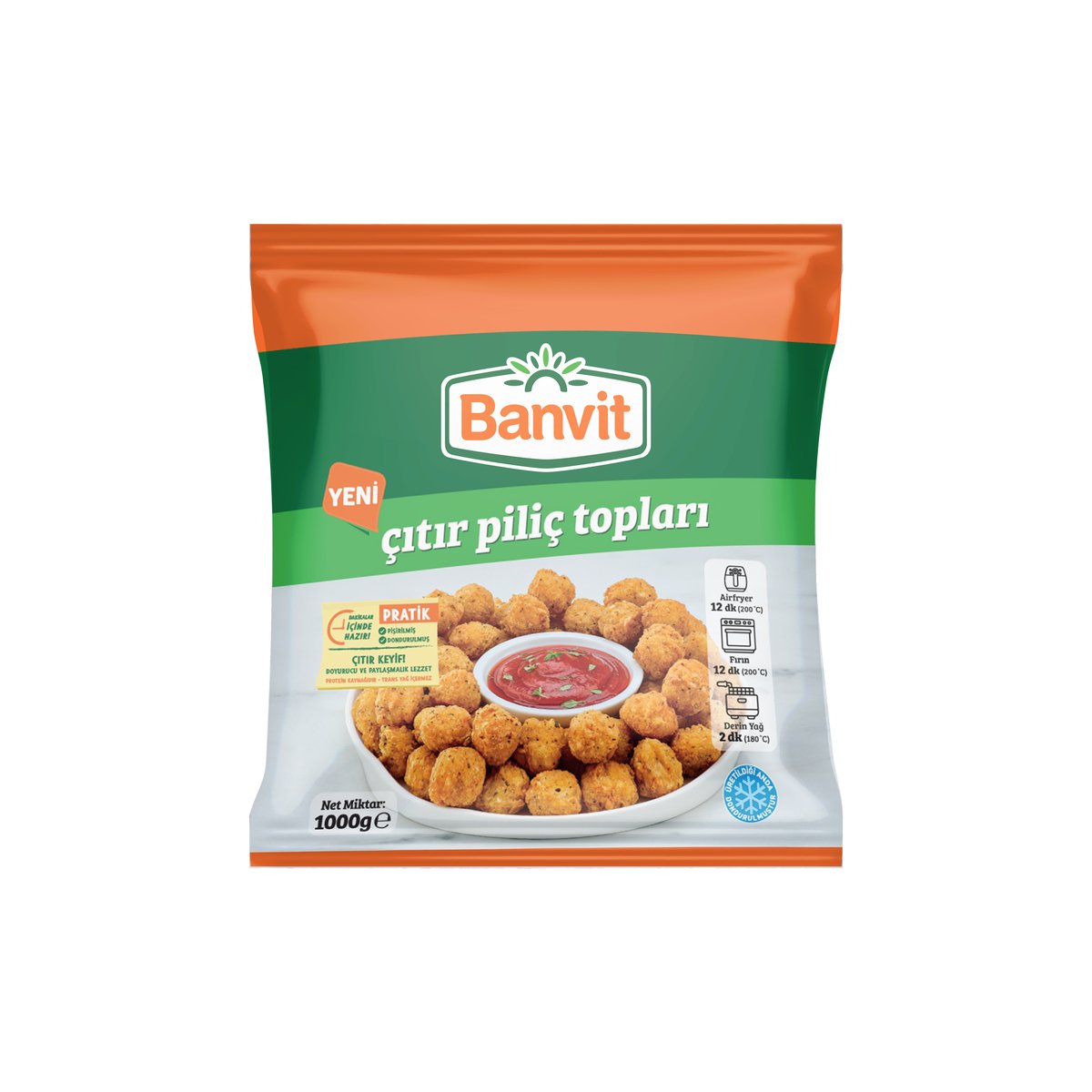 BANVIT გაყინული ცხარე ქათმის ბურთები 1 კგ. SPICY CHICKEN BALLS