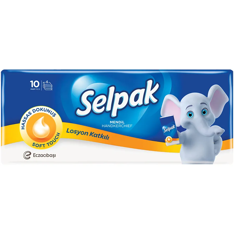 SELPAK ოთხფენიანი ცხვირსახოცი 10 ც (სელპაკი)