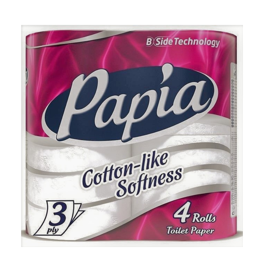 PAPIA 3 ფენიანი ტუალეტის ქაღალდი 4 ც (პაპია)