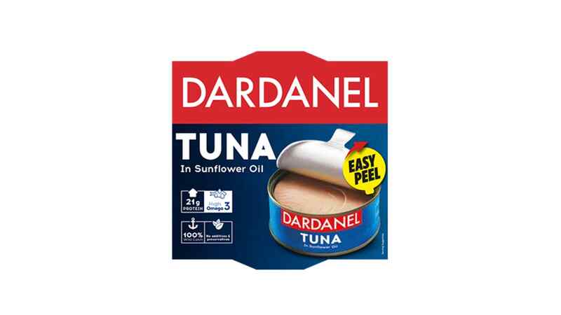 Dardanel- თევზის კონსერვი თინუსი მზესუმზირის ზეთში 140 გრ