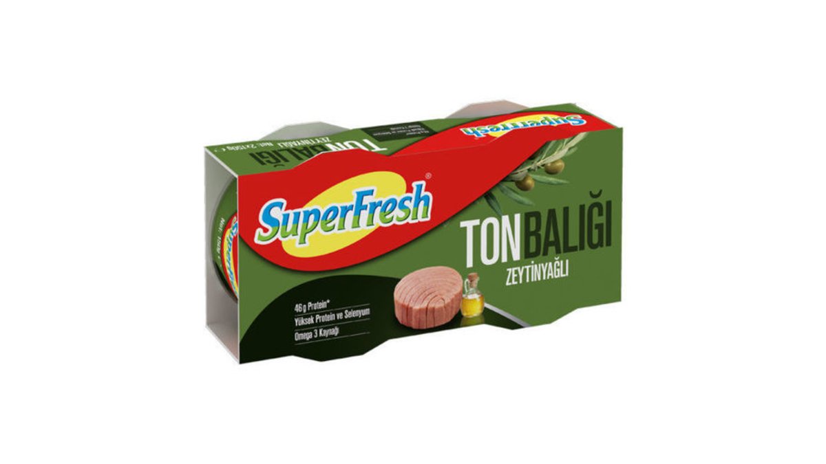 SUPERFRESH თევზის კონს. ტუნა (თინუსი) ზეითუნის ზეთში 2 ც. 140 გრ.