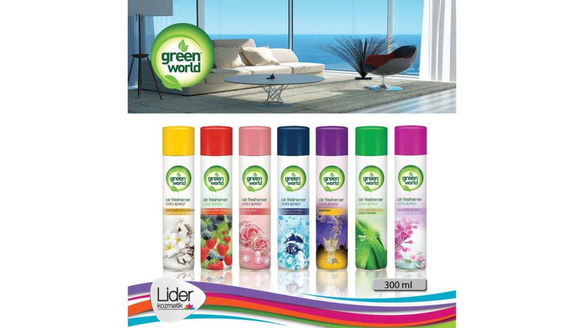GREEN WORLD ოთახის აეროზოლი 300 გრ. სხვადასხვა არომატი