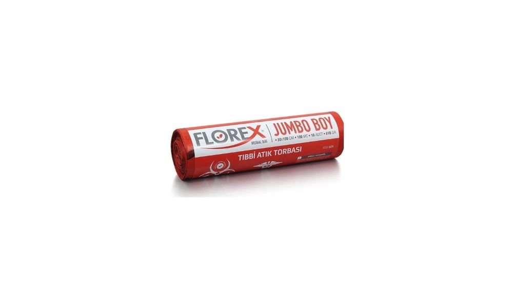 FLOREX 529 ნაგვის პარკი 80X110 (წითელი) (10) სამედ. ნარჩენ.