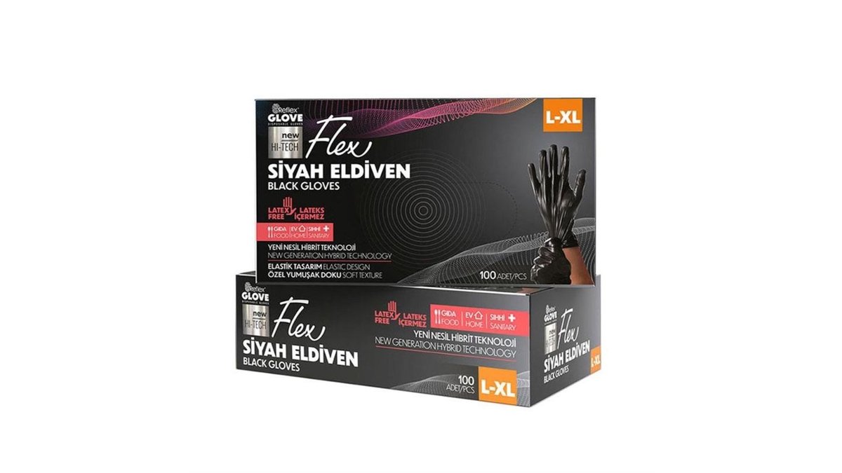 FLEX ხელთათმანი 100 ც. L-XL შავი (20)