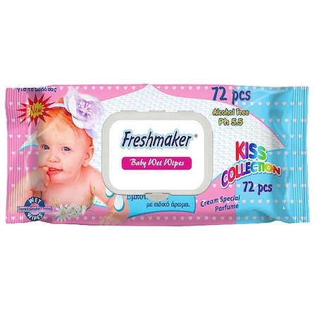 FRESHMAKER KISS COLLECTION ბავშვის სველი ხელსახოცი 72 ცალიანი 8697817872085