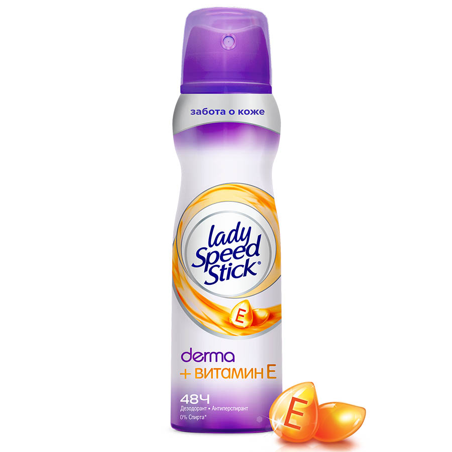 LADY SPEED ​​STICK Derma Vitamin E დეოდორანტი-ანტიპერსპირანტი სპრეი ქალებისთვის 150 მლ (ლედი სფიდ სტიკი)