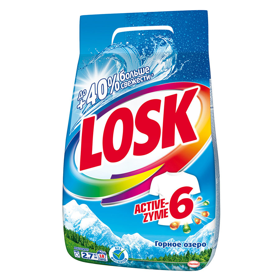 LOSK ACTIVE-ZYME 6 სარეცხი ფხვნილი უნივერსალური 2.7 კგ (ლოსკი)