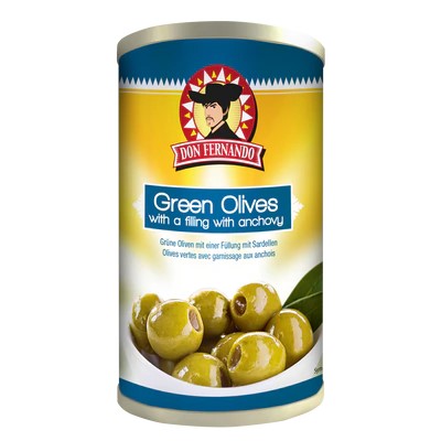 green olives მწვანე ზეთისხილი ანჩოუსით 350გრ 9002859052064