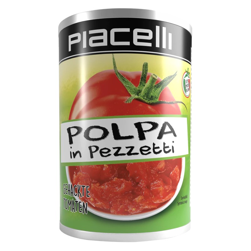 PIACELLI პოლპა პეზეტიში - დაჭრილი პომიდორი 400გრ 9002859071072