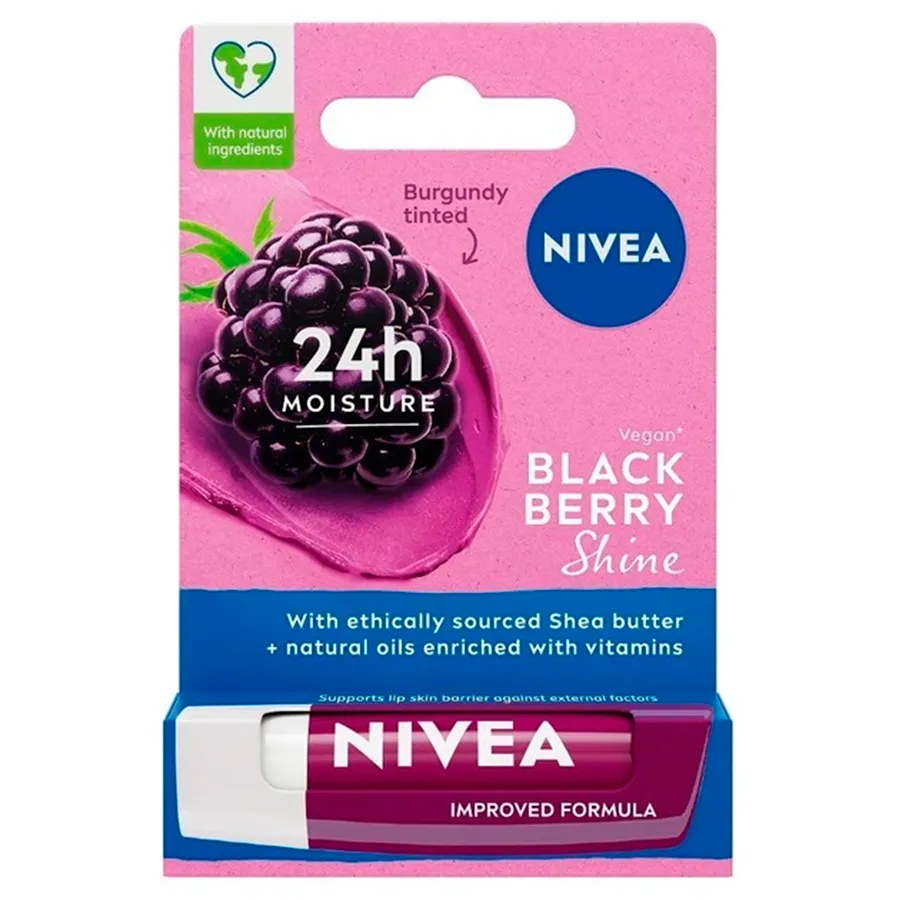 NIVEA ტუჩის ჰიგიენური ბალზამი მაყვალი 4.5მლ/9005800363066