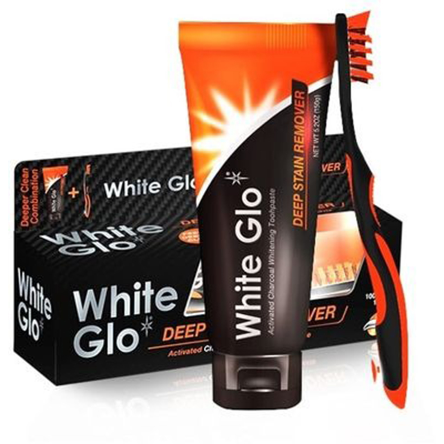 WHITE GLO ღრმა ნადების საწინააღმდეგო კბილის პასტა კბილის ჯაგრისი და კბილის ჩხირი (ვაით გლო)