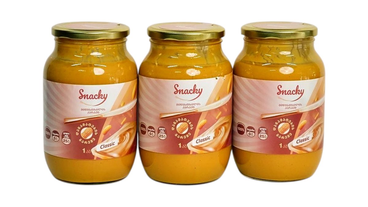 SNACKY- არაქისის კარაქი 1კგ - 3 ცალი