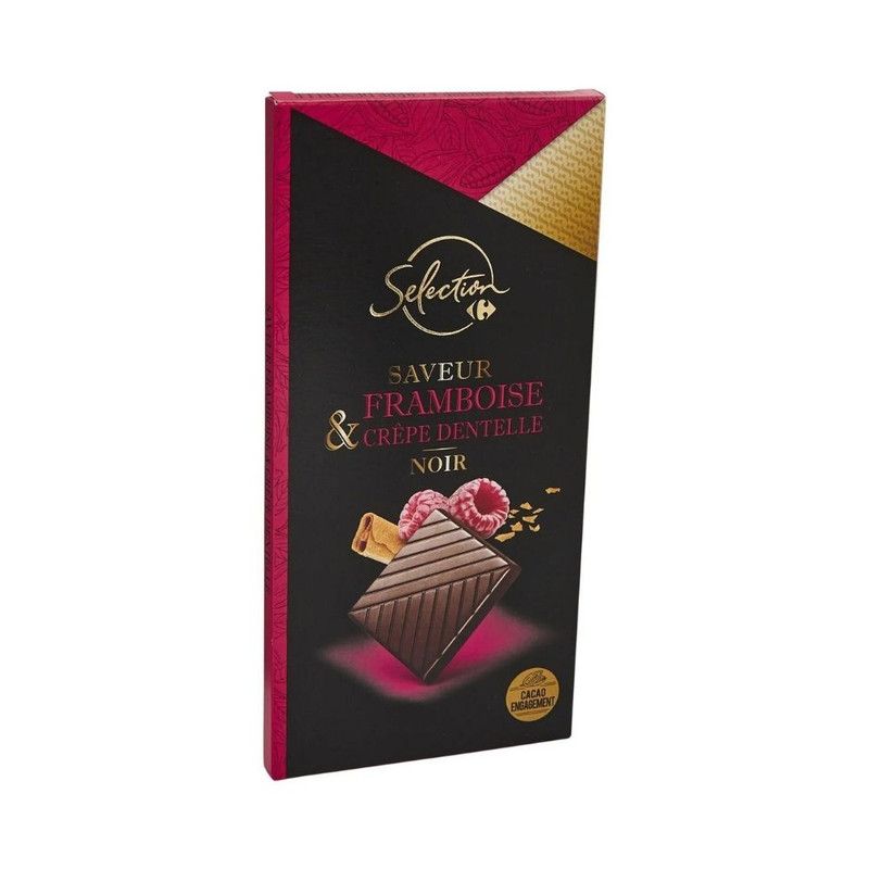 Carrefour სელექშენ ჟოლოს მწარე შოკოლადის ფილა, 100 გრ