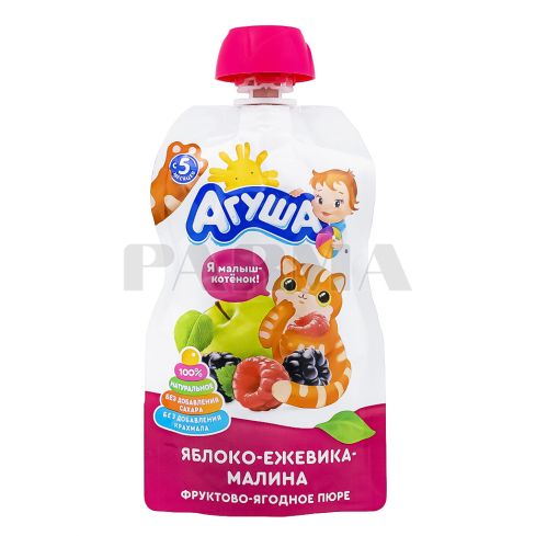 Agusha ხილის პიურე Agusha ვაშლი-ბროწეული-რუსკა 90გ
