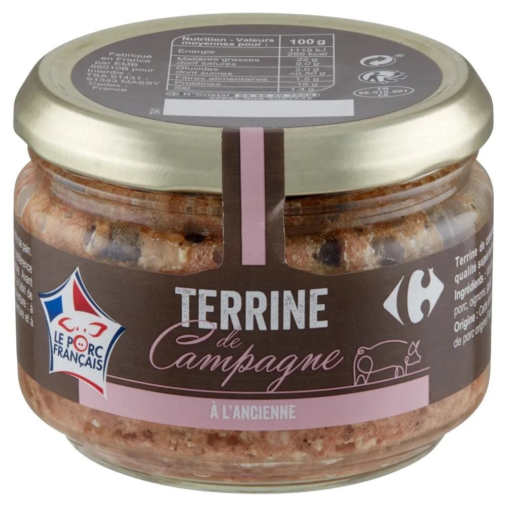 Carrefour ორიგინალი ფრანცუზული ღორის პაშტეტი 180 გრ