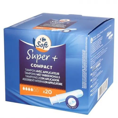 Compact Super + ტამპონები Carrefour‑ის აპლიკატორით, 20 ერთეული.