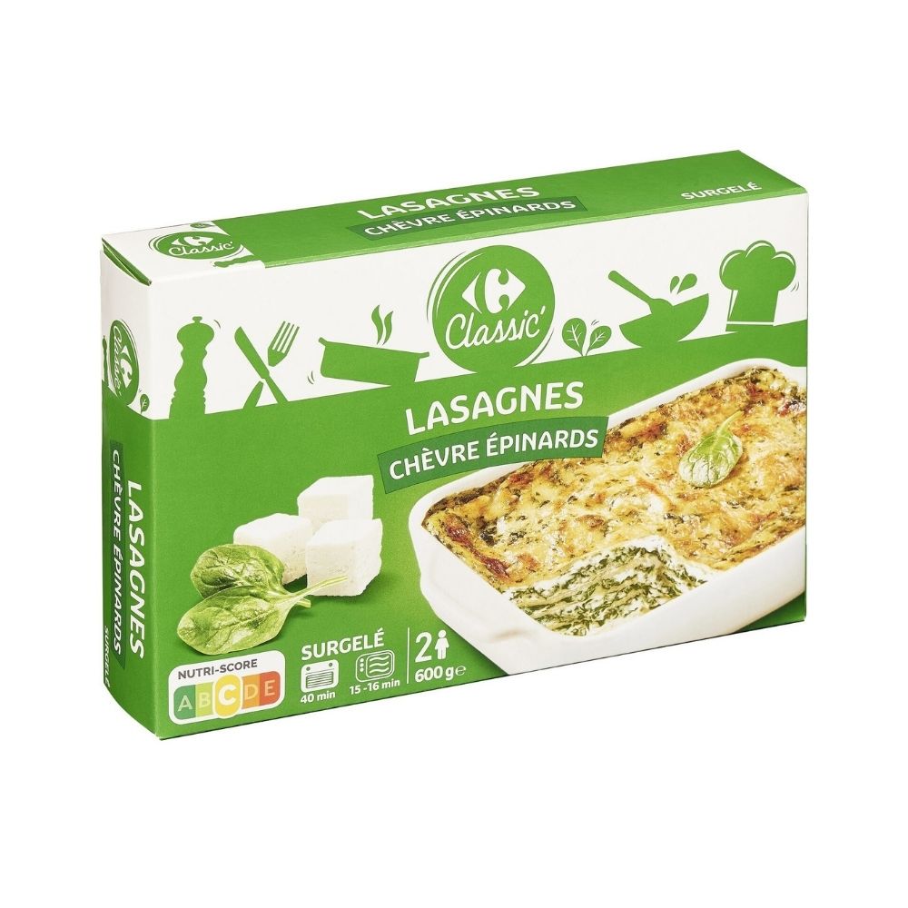 Carrefour კლასიკური თხის და ისპანახის ლაზანია, 600 გ