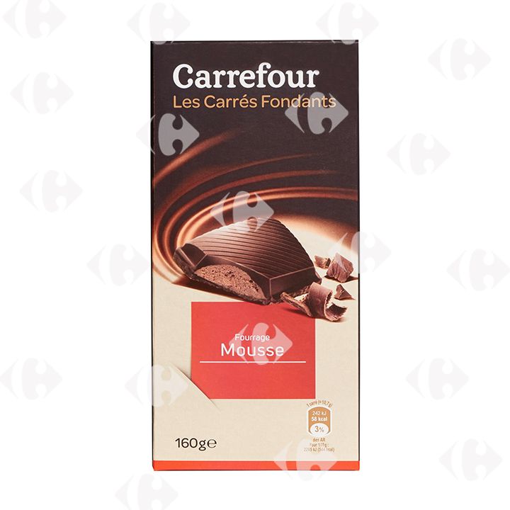 Carrefour შავი შოკოლადის პლანშეტი მუსის შიგთავსით 160 გ