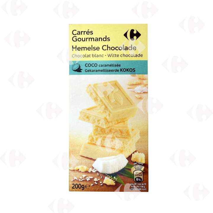 Carrefour Carrés Gourmands ქოქოსის შოკოლადის ტაბლეტი, 200გ