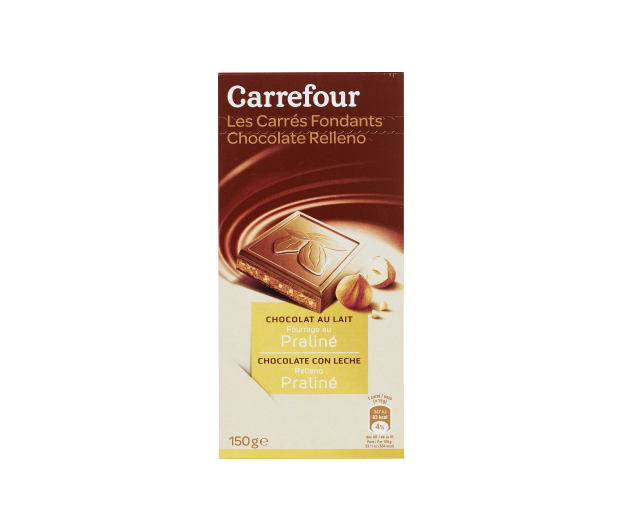 Carrefour Les Carrés Fondants პრალინე შოკოლადის პლანშეტი, 150გ