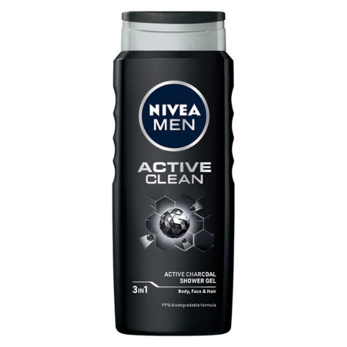 ნივეა - მამაკაცის შხაპის გელი ნახშირით Active Clean 500მლ