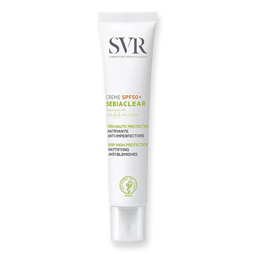 ესვიერი SVR - SEBIACLEAR სახის კრემი დამატენიანებელი SPF50+ მატირების ეფექტით კომბინ/ცხიმიანი/აკნესკენ მიდრეკილი კანის 40მლ