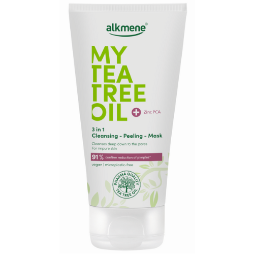 ალკმენე - My Tea Tree Oil სახის პილინგი/ნიღაბი 3-1ში გამწმენდი მგრძნობიარე/პრობლემური კანის ვეგანური 150მლ