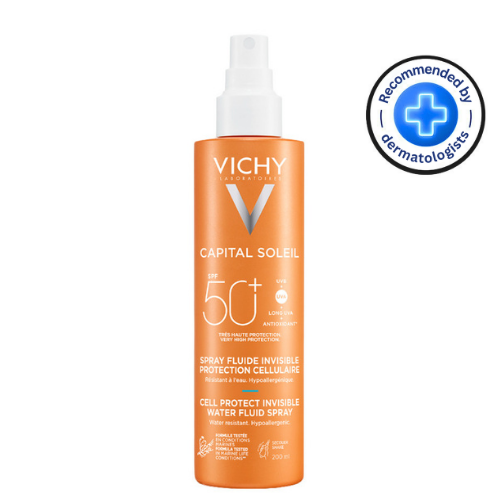 ვიში - კაპიტალ სოლეი მზისგან დამცავი SPF50+ ტანის სპრეი/ფლუიდი უხილავი 200მლ