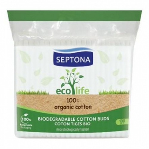 სეპტონა - ყურის ჩხირები Eco Life ბამბუკის ბიოდეგრადირებადი ცელოფანში #100