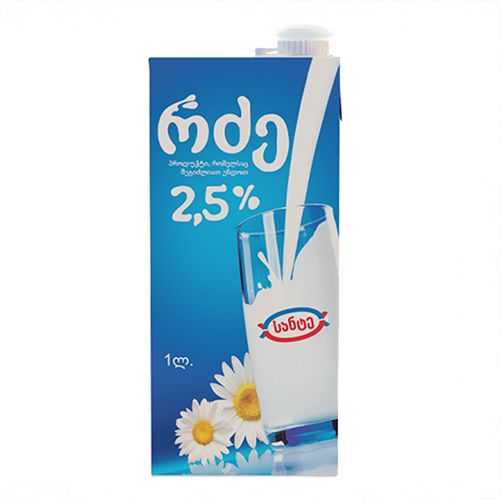 რძე ულტრაპასტერიზებული 2.5% 1ლ სანტე