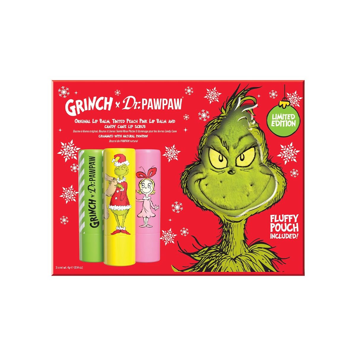 ტუჩის მოვლის ნაკრები Peach Pink Candy Cane And Original Grinch 5543 დოქტორ პაუ პაუ - Dr. Pawpaw
