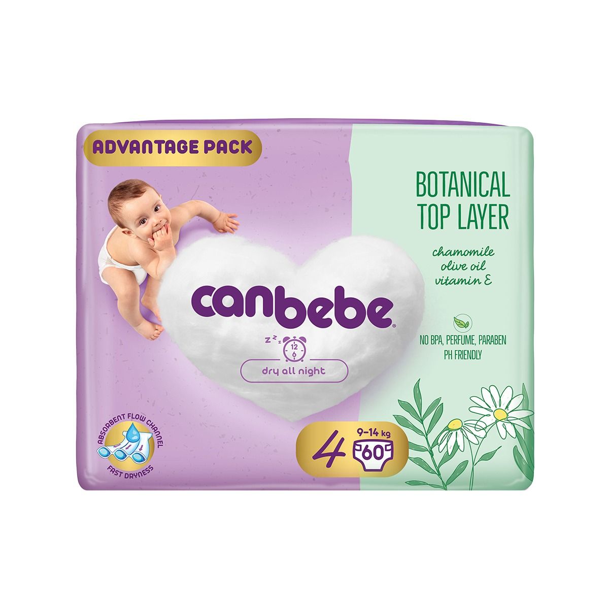 საფენი ბავშვის Botanical 9-14კგ 60 ცალი 5307 ქანბებე - Canbebe